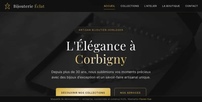 Aperçu du site Bijouterie Éclat sur ordinateur